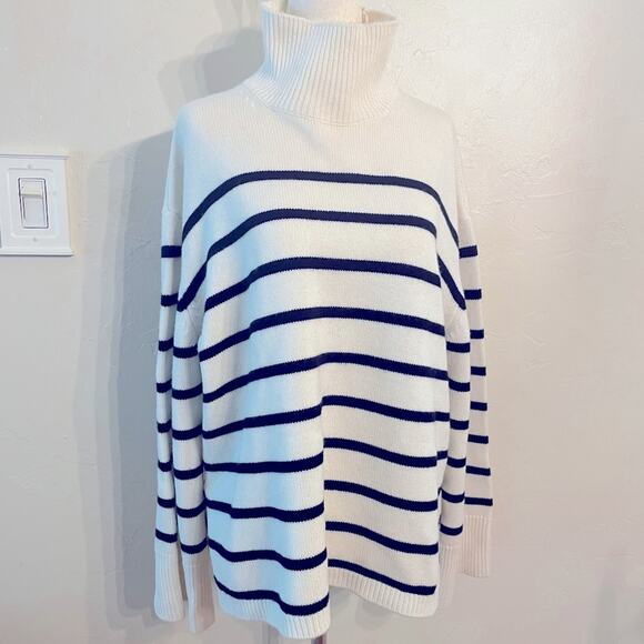 ANINE BING COURTNEY SWEATER Ivory & Black Stripe Cashmere Turtleneck Sweater XS - Picture 5 of 7